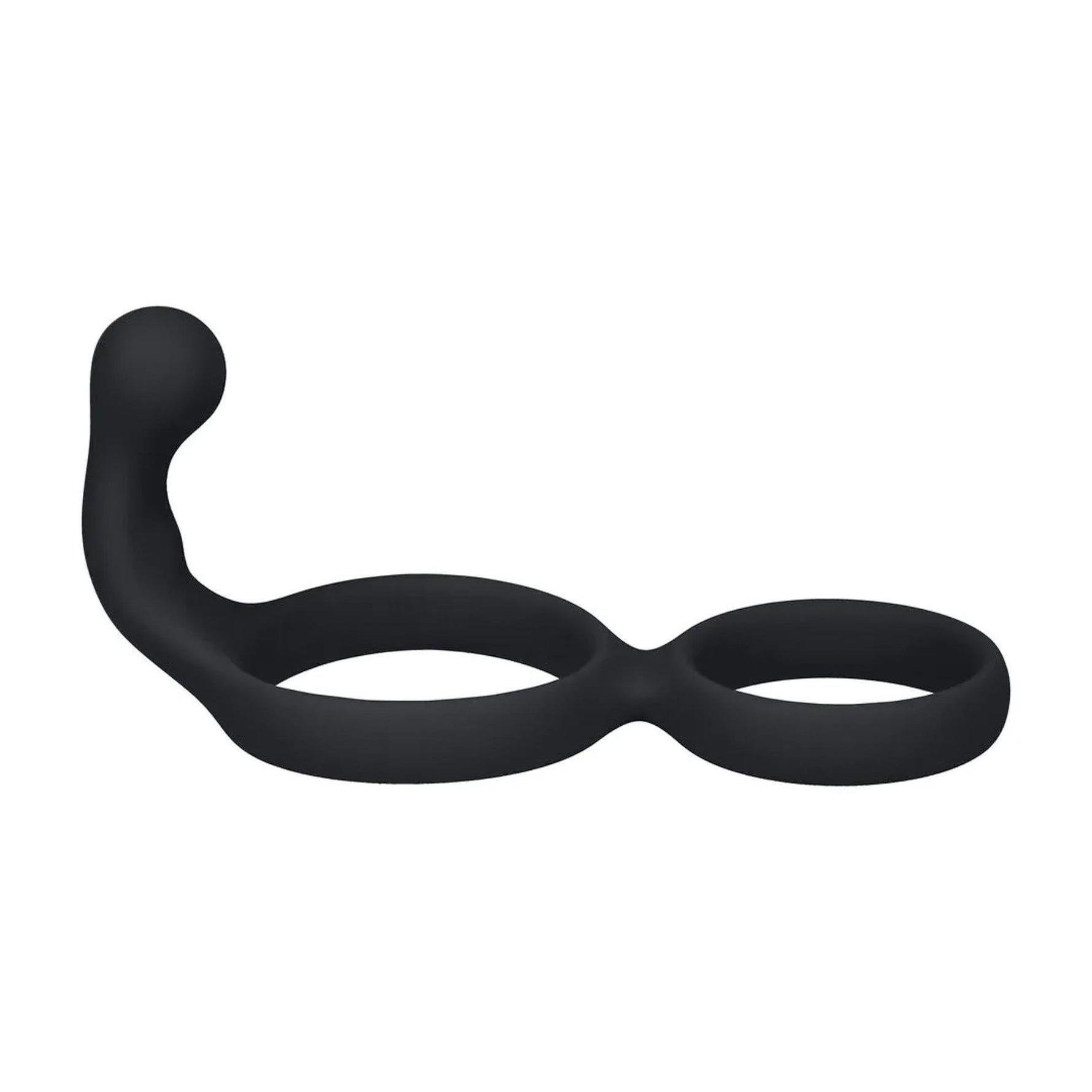 Inel dublu pentru penis Levelz din silicon cu perlă anală, negru