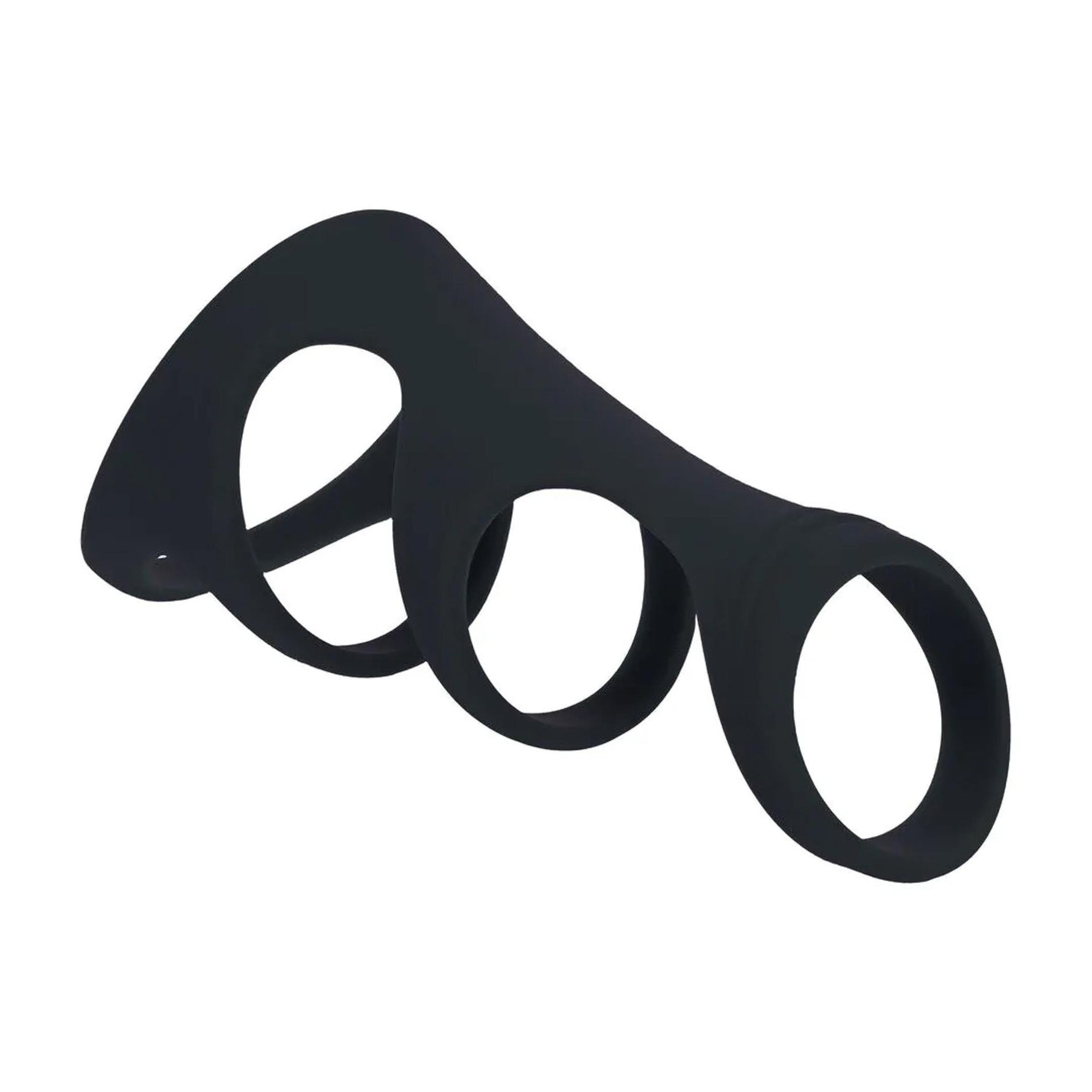 Inel triplu pentru penis Levelz din silicon, negru