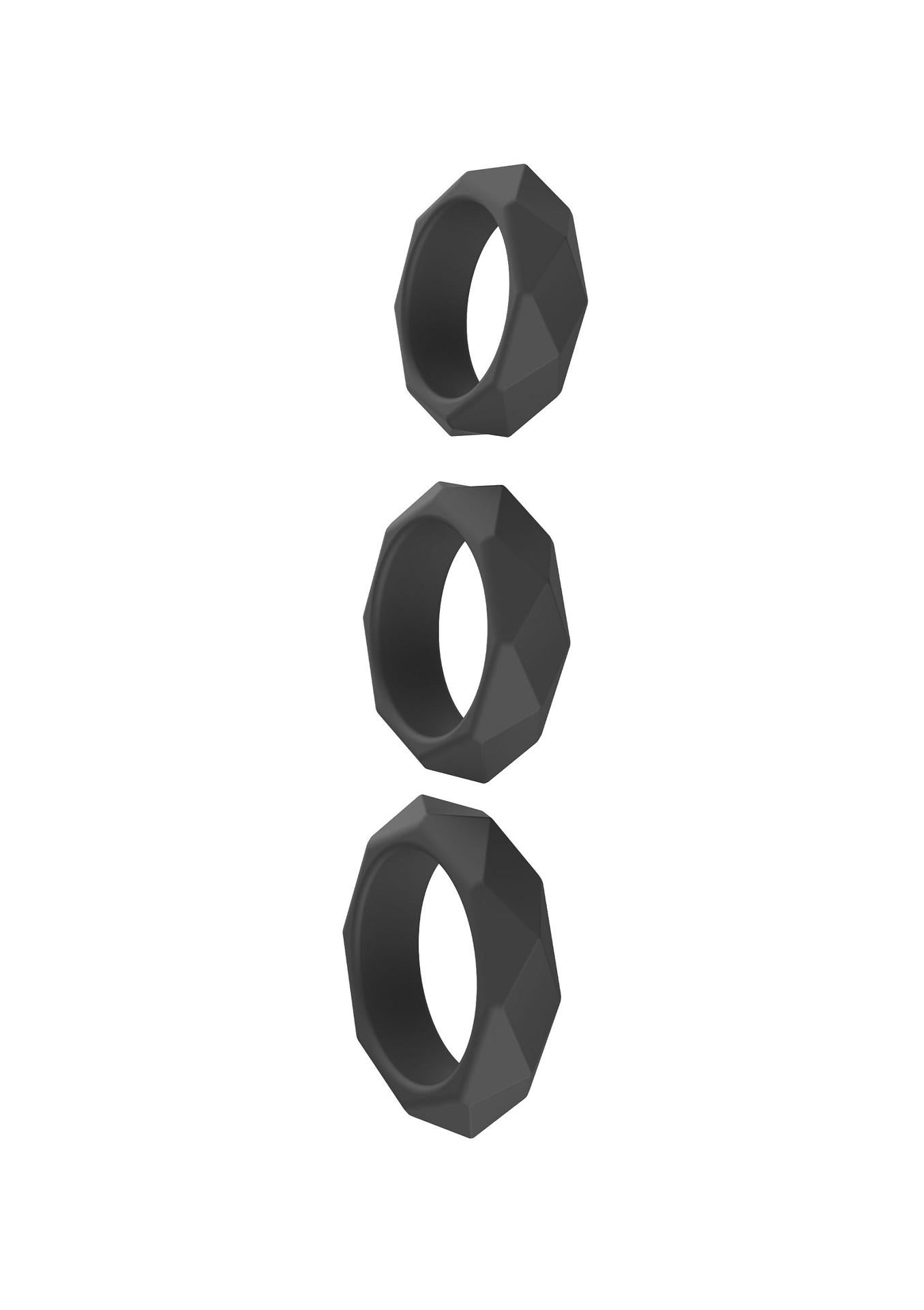 Set de inele pentru penis Hidden Desire Heavy Silicone, negru
