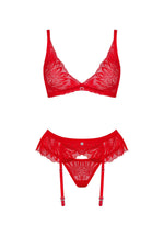 Set lenjerie intimă Obsessive Chilisa din dantelă roșie M/L