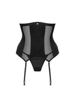 Corset erotic cu armătură și tanga Obsessive Chic Amoria negru M/L