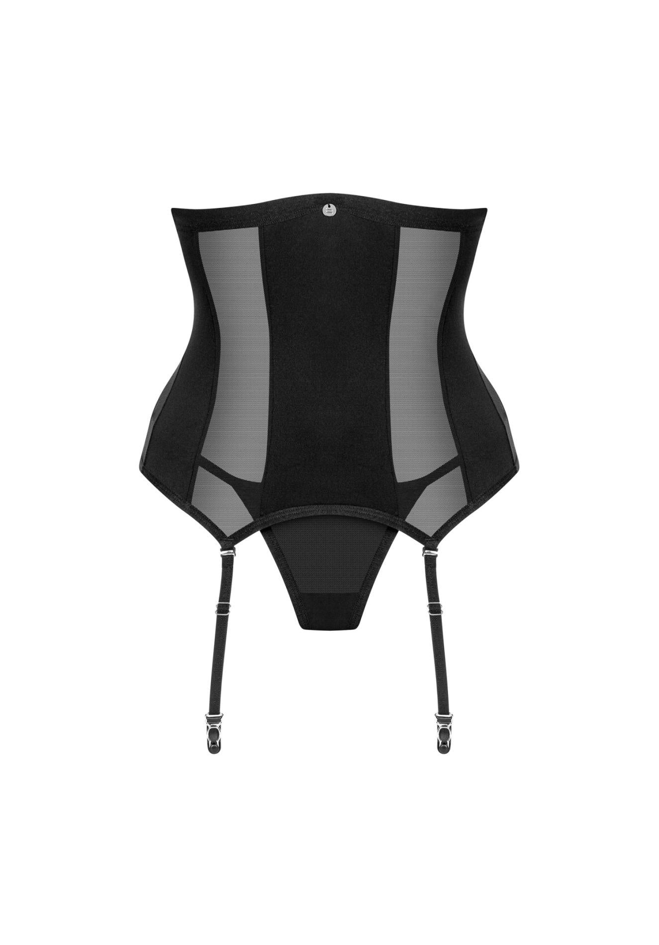 Corset erotic cu armătură și tanga Obsessive Chic Amoria negru M/L