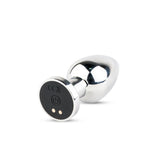 Plug anal vibrant metalic HeavyFun din seria M B cu telecomandă USB
