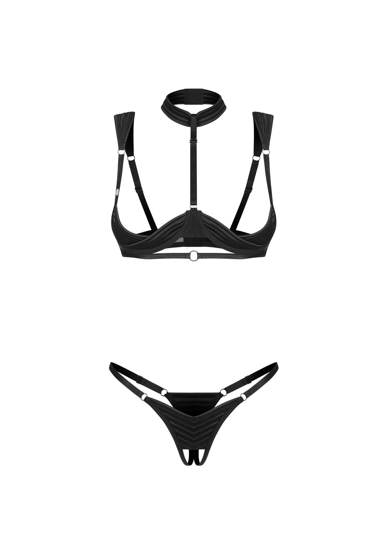 Set de două piese Obsessive Roccele negru L/XL