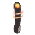 Vibrator realist fantezie, silicon negru, 22 cm, USB cu încălzire
