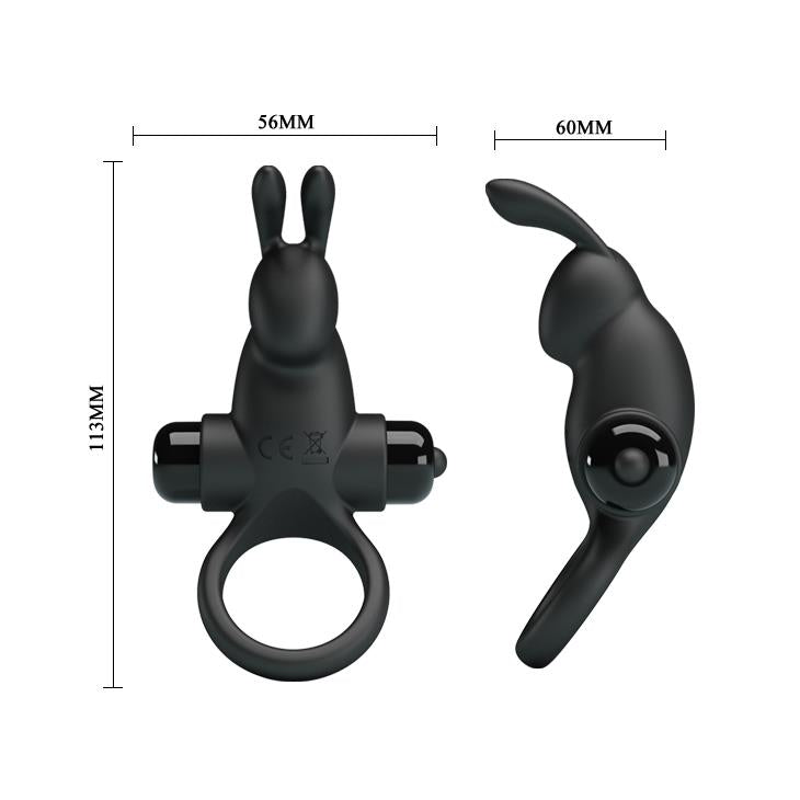 Inel vibrant din silicon Pretty Love, 10 funcții, negru