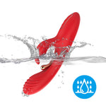 Vibrator Crazy Horse USB cu trei puncte, 22 cm, tip iepuraș roșu