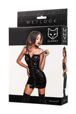 Rochie lucioasă Nelly wetlook neagră L