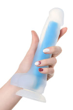 Dildo cu gel strălucitor Bruce Glow Blue 16.5 cm Beyond