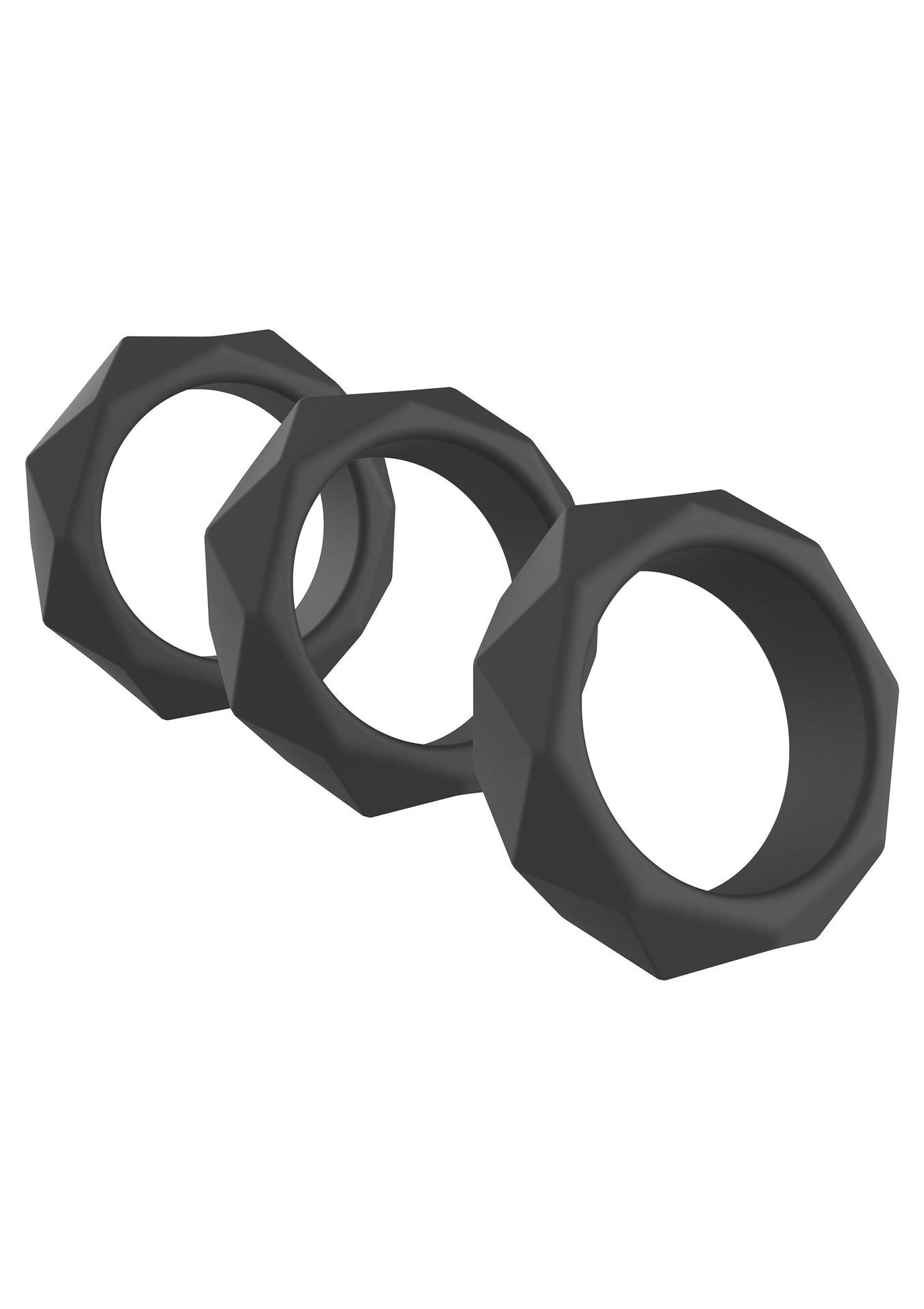 Set de inele pentru penis Hidden Desire Heavy Silicone, negru