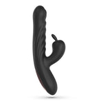 Vibrator Crushious Lapin din silicon, model iepuraș, negru, USB, 21,5 cm