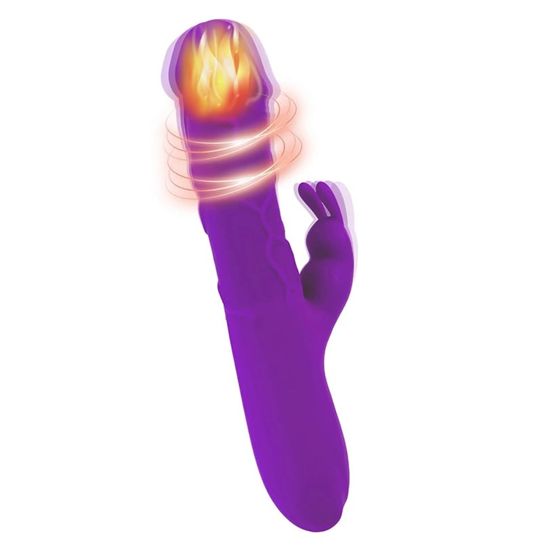 Vibrator Fantasy Rabbit cu silicon, încălzire, 10 moduri, USB, 22 cm