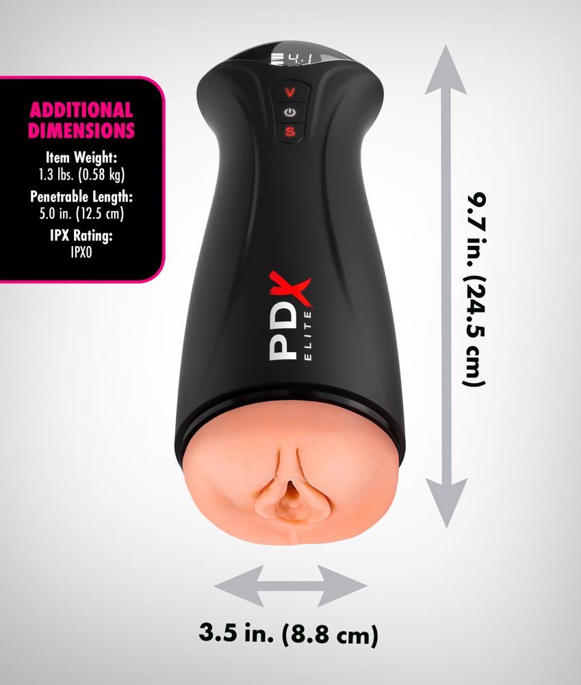 Masturbator cu vibrații și aspirație PDX Elite USB 24,5 cm