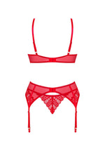 Set lenjerie erotică Obsessive Ingridia din dantelă roșie M/L