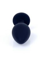 Plug anal din silicon MyLove Toys negru cu diamant, mediu, 8 cm