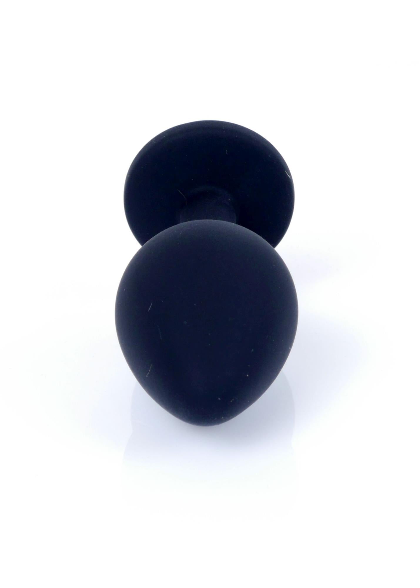 Plug anal din silicon MyLove Toys negru cu diamant, mediu, 8 cm