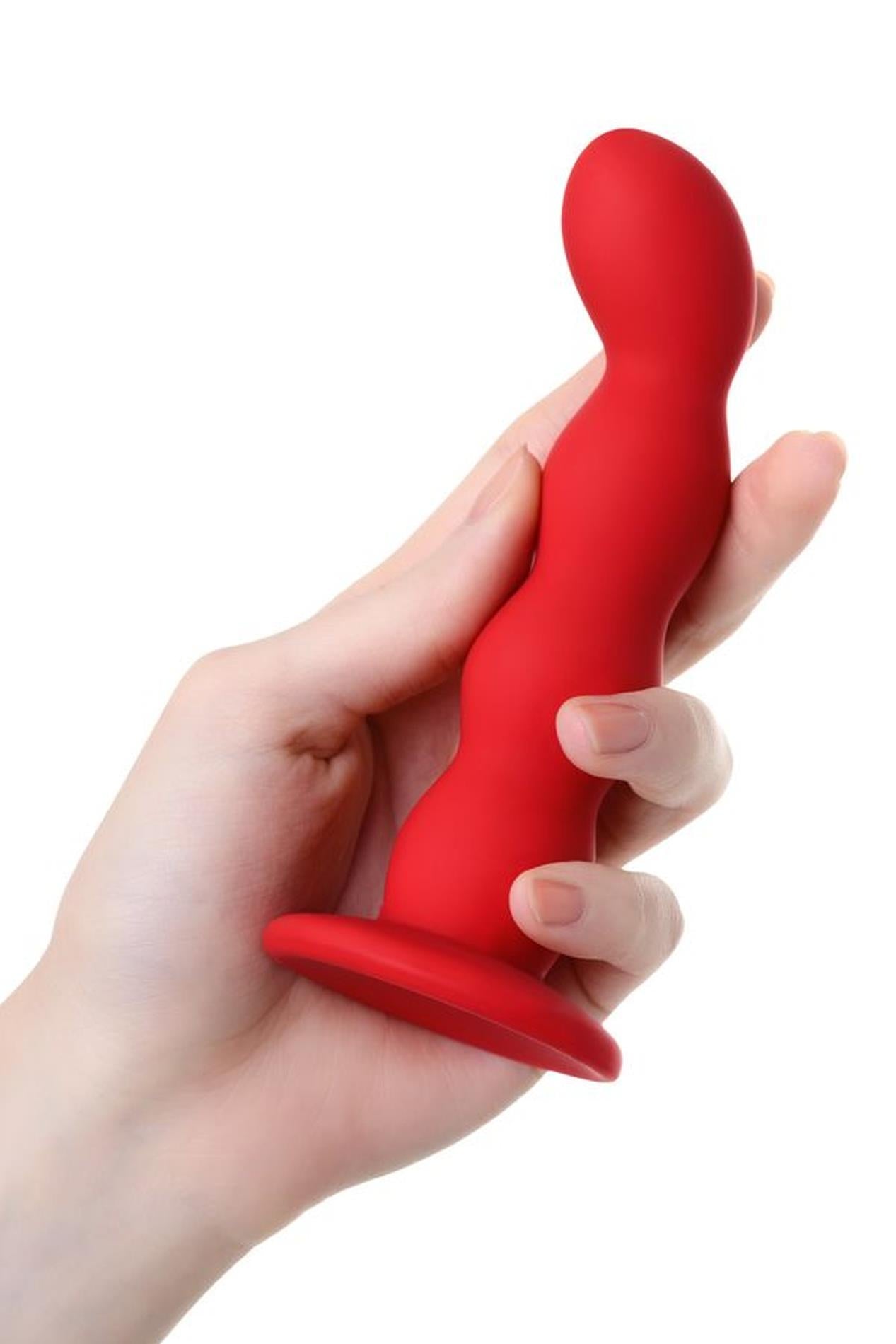 Dildo anal mic, ondulat, roșu, cu ventuză, Favorite ToDo
