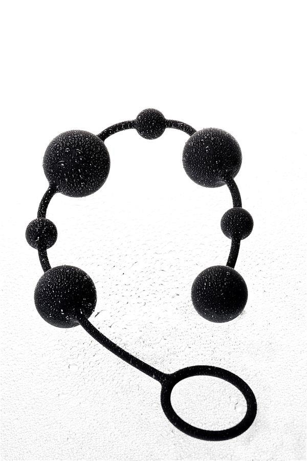 Perle anale din silicon A-Toys Coron cu 7 bile negre 36 cm