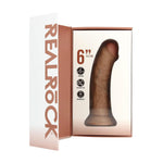 Vibrator realist curbat RealRock, culoarea pielii, 17 cm