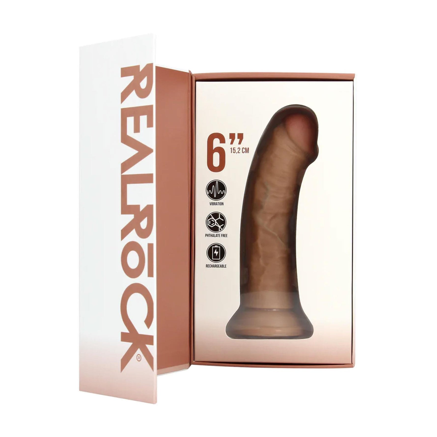 Vibrator realist curbat RealRock, culoarea pielii, 17 cm