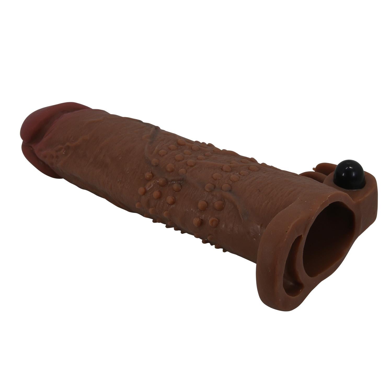 Pretty Love Extensor vibrant pentru penis, maro, 17 cm