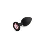 Set de dopuri anale din silicon HeavyFun, negre, cu cristale roz