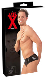 Chiloți din latex cu dildo anal Late X negri M/L 14 cm