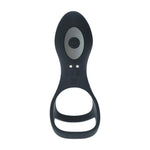 Inel vibrant pentru penis și testicule Levelz cu buclă, silicon, negru, 14 cm