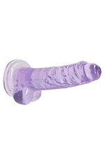 Dildo realist RealRock cu testicule violet 18 cm