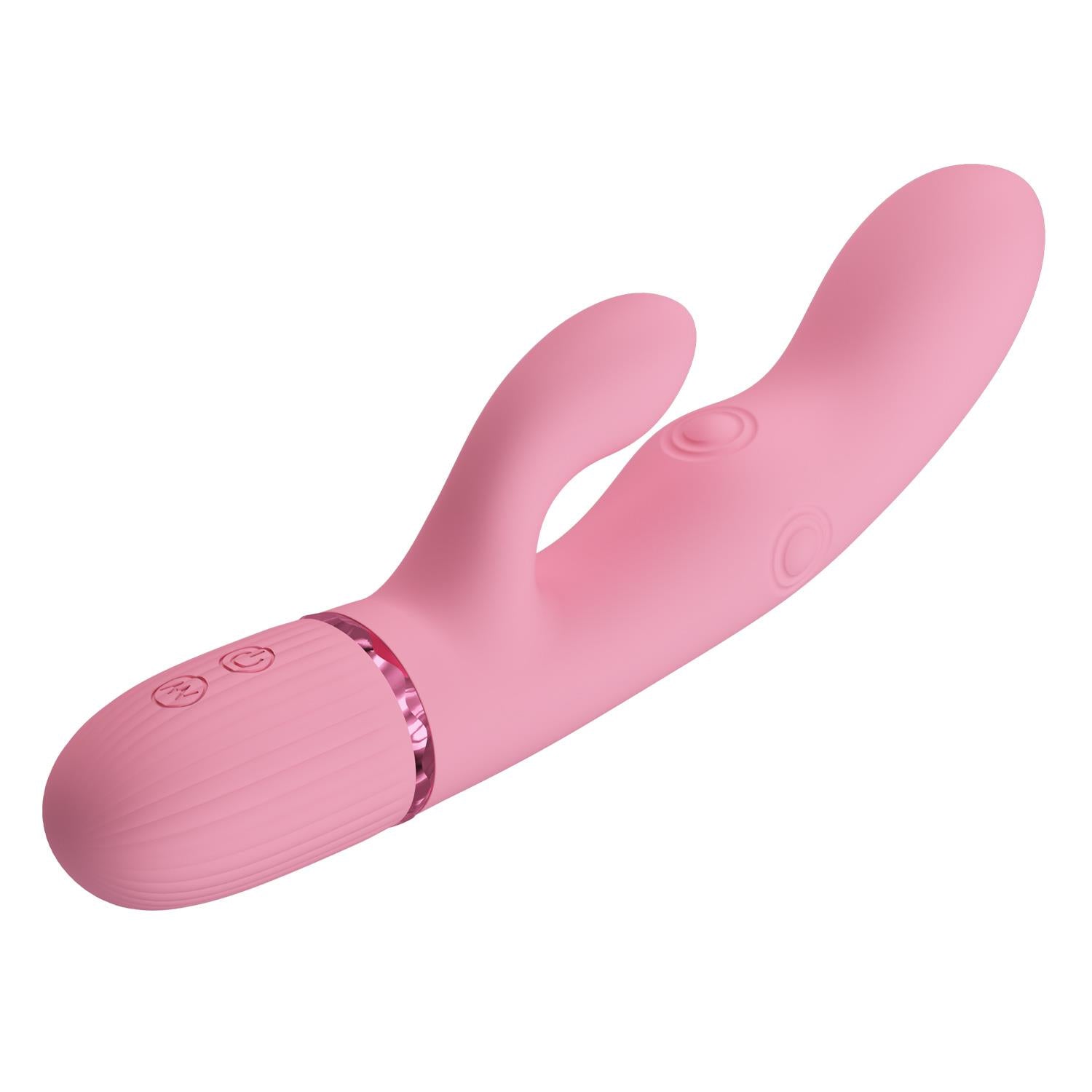 Vibrator Pretty Love Zach din silicon roz, cu patru laturi, în formă de iepuraș