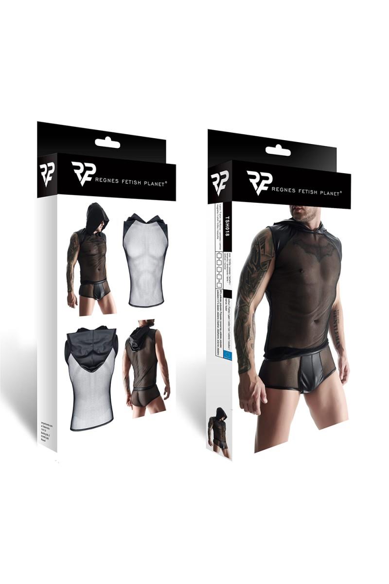 Tricou fără mâneci cu glugă pentru bărbați Regnes Fetish Planet, negru, mărimea S