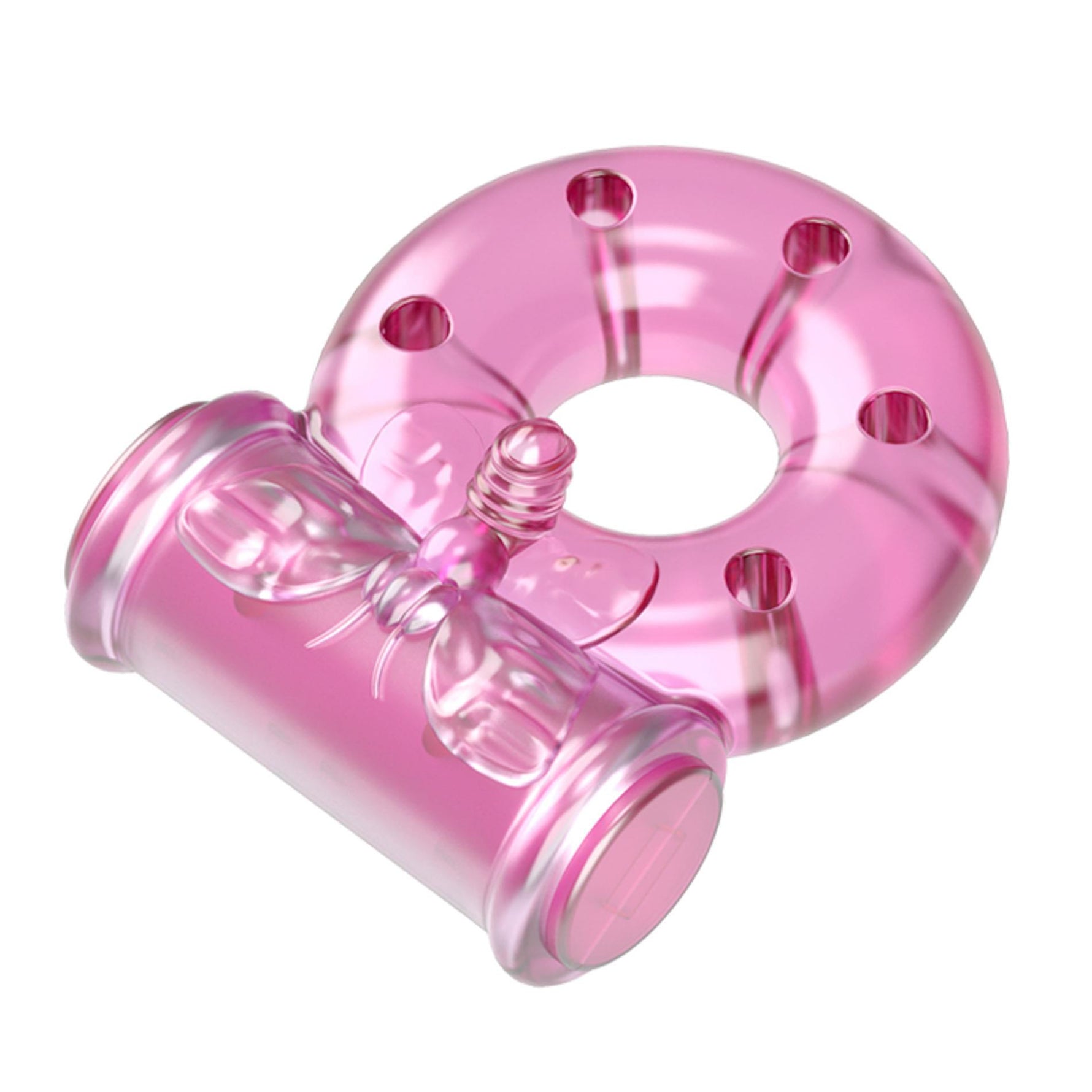 Inel vibrant pentru penis Baile cu fluture, roz