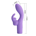 Vibrator Pretty Love Elivia din silicon cu formă de iepuraș, cu 10 funcții, punct G, USB