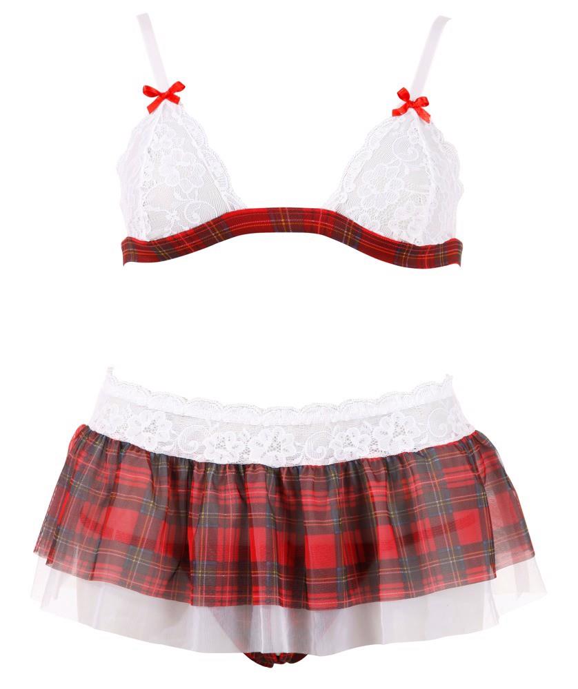 Set de lenjerie intimă Cottelli LINGERIE roșu în carouri, mărimea L
