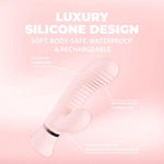 Vibrator Loveline Mystique cu nervuri, model iepuraș, roz, 15,9 cm