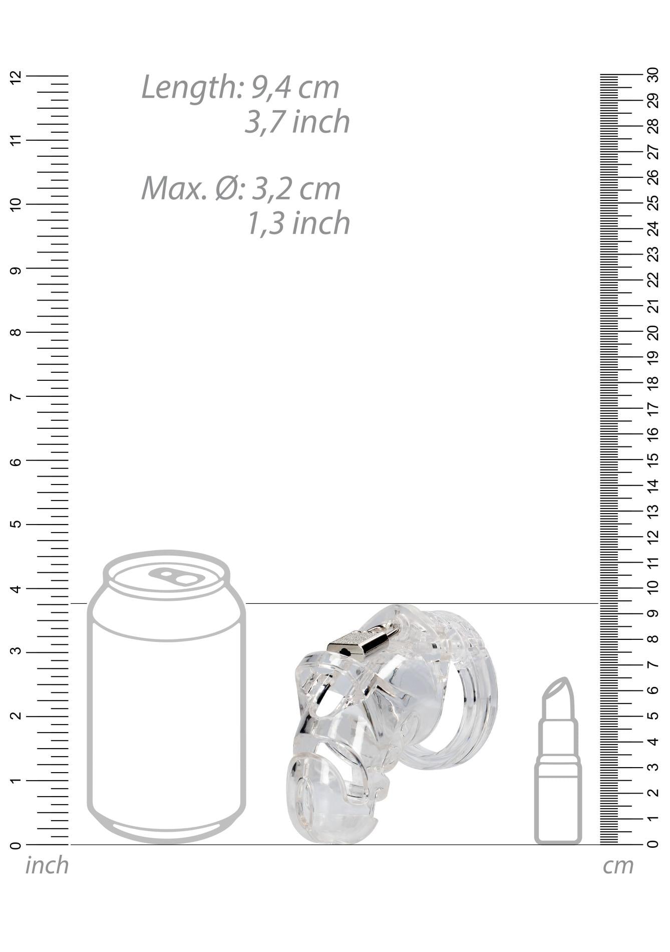 Cușcă de castitate ManCage transparentă 9 cm