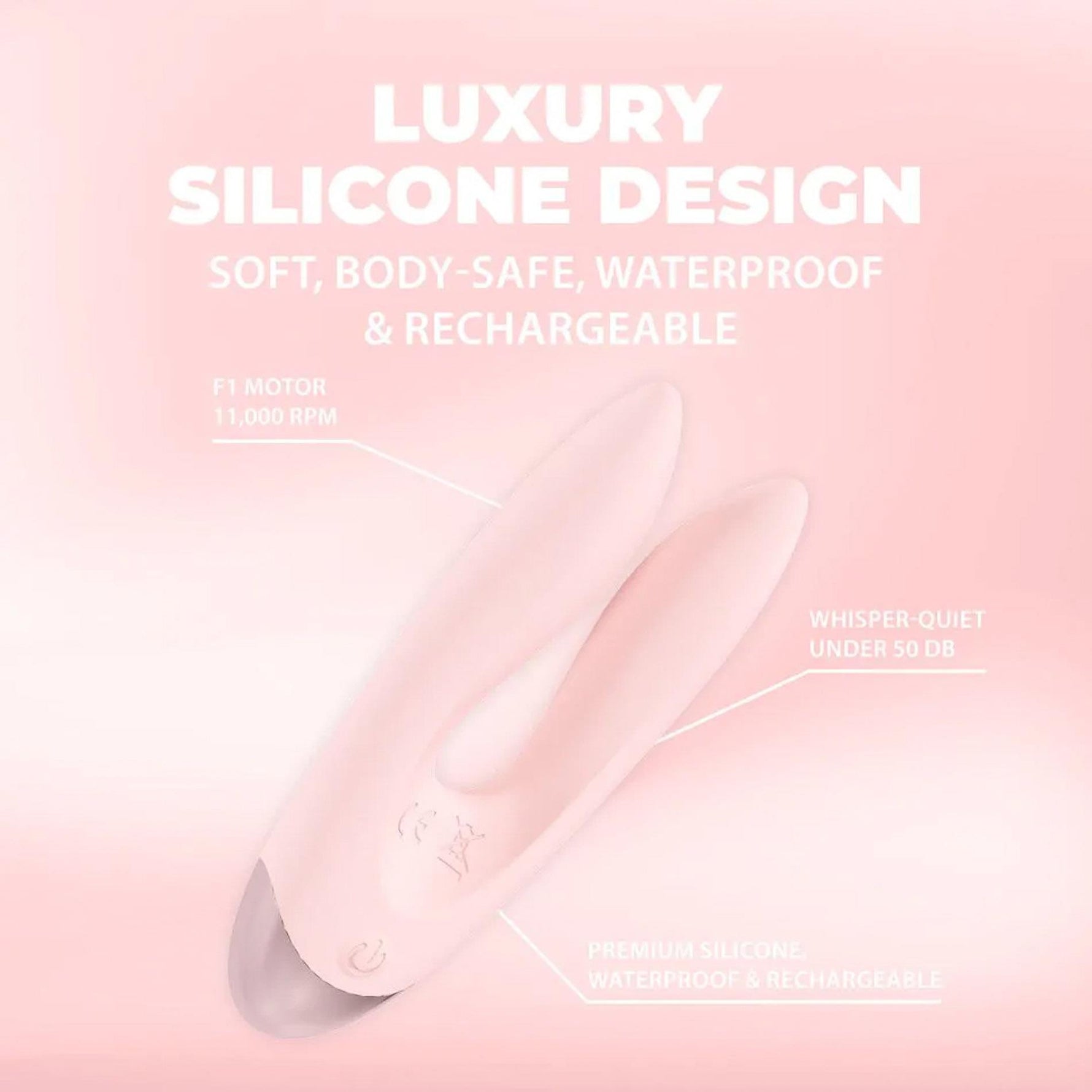 Vibrator dublu Amour Loveline din silicon roz 11 cm