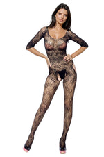Body cu imprimeu floral din plasă, negru, M/L SoftLine
