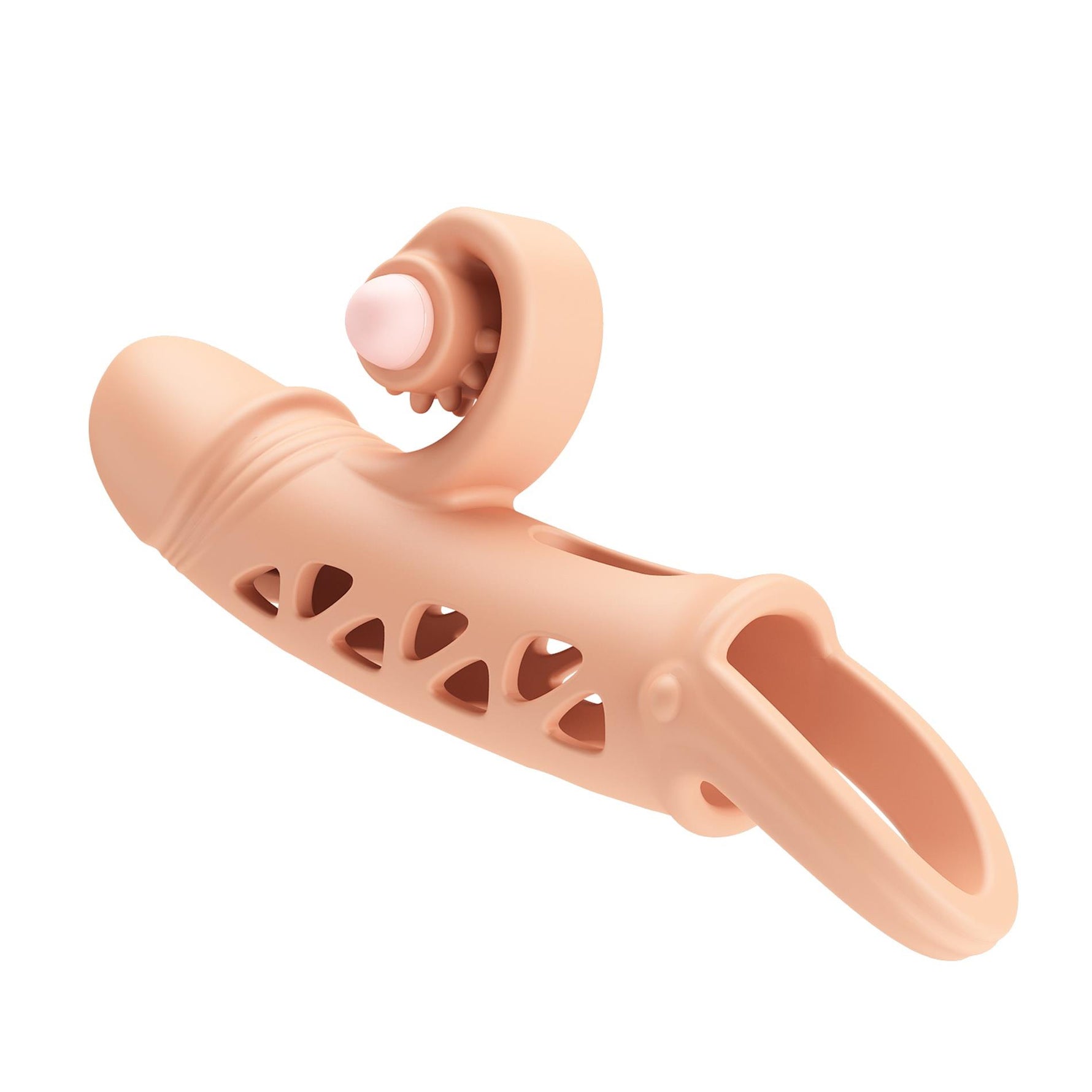 Stimulator clitoridian vibrant pentru extensia penisului Romance Flesh Color
