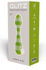 Vibrator cu baghetă Glitz Green Girl, verde, USB, 14,5 cm