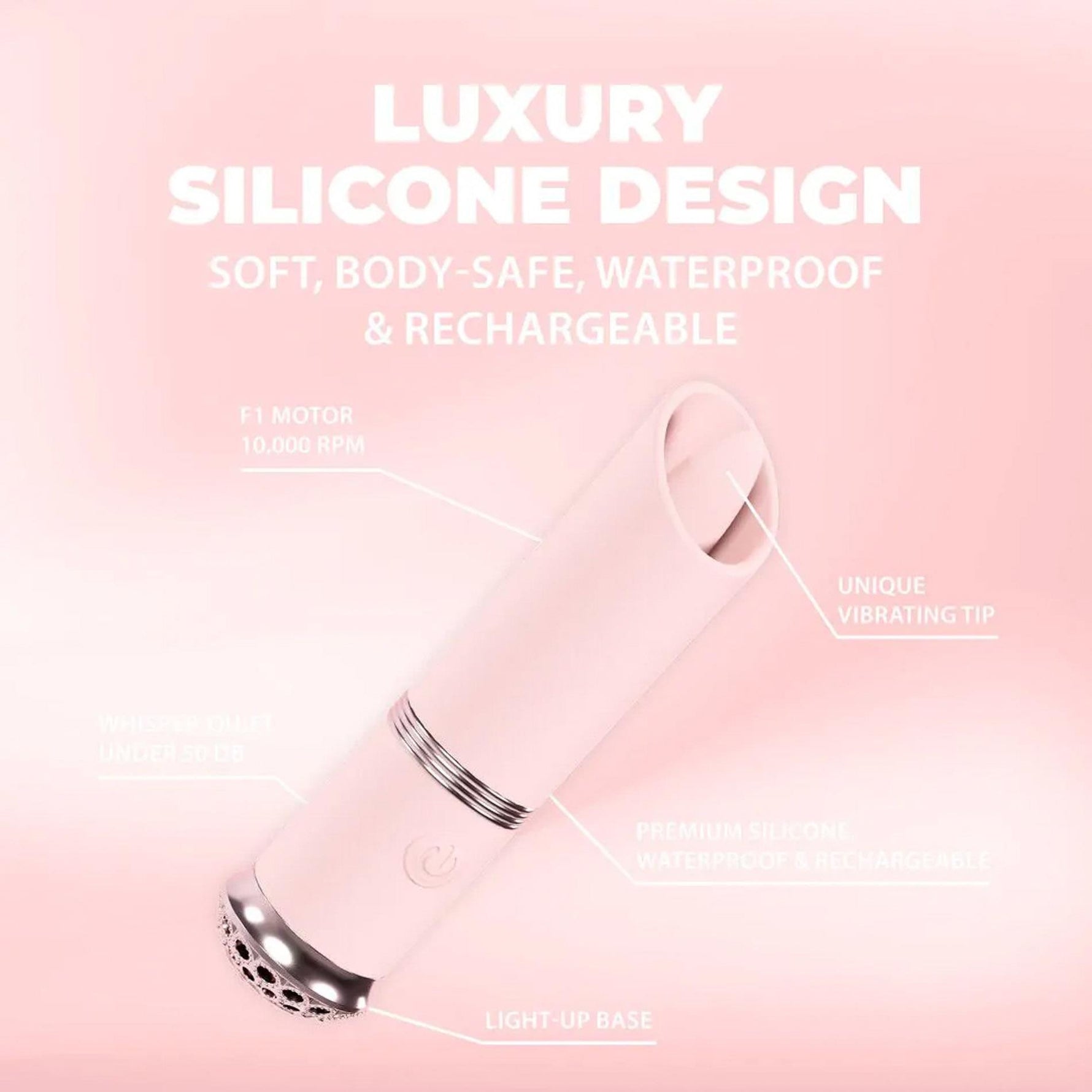 Vibrator ruj mini Loveline Luxe din silicon, roz, 10 cm