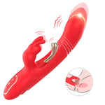Vibrator Crazy Horse USB cu trei puncte, 22 cm, tip iepuraș roșu