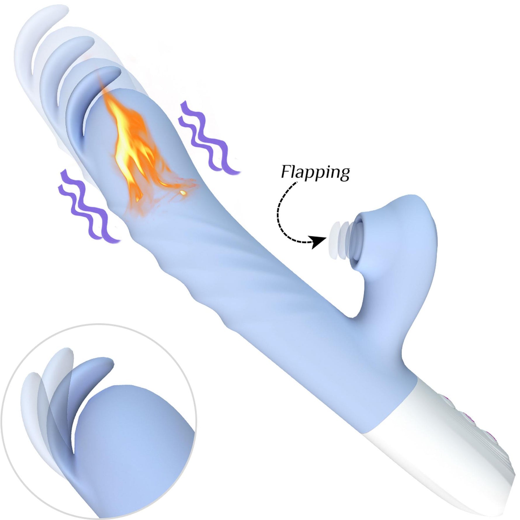Vibrator din silicon seria B Fox Flapping, cu 7 moduri, încălzit, 25 cm