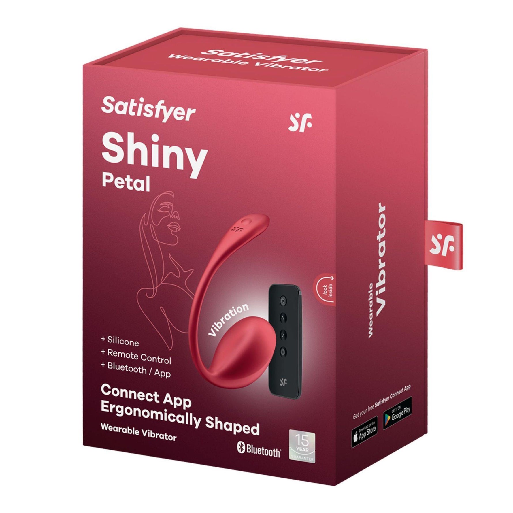Ou vibrant Satisfyer Shiny Petal, roșu, cu aplicație