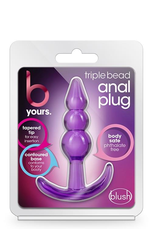 Plug anal cu trei mărgele Blush B Yours, mov, TPE