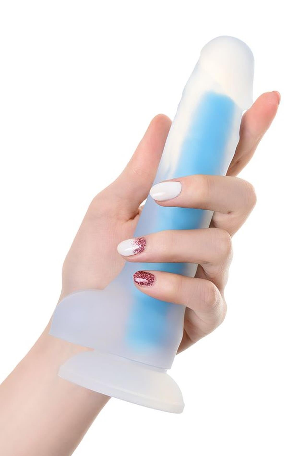 Dildo Matt Glow strălucitor în albastru închis 18 cm