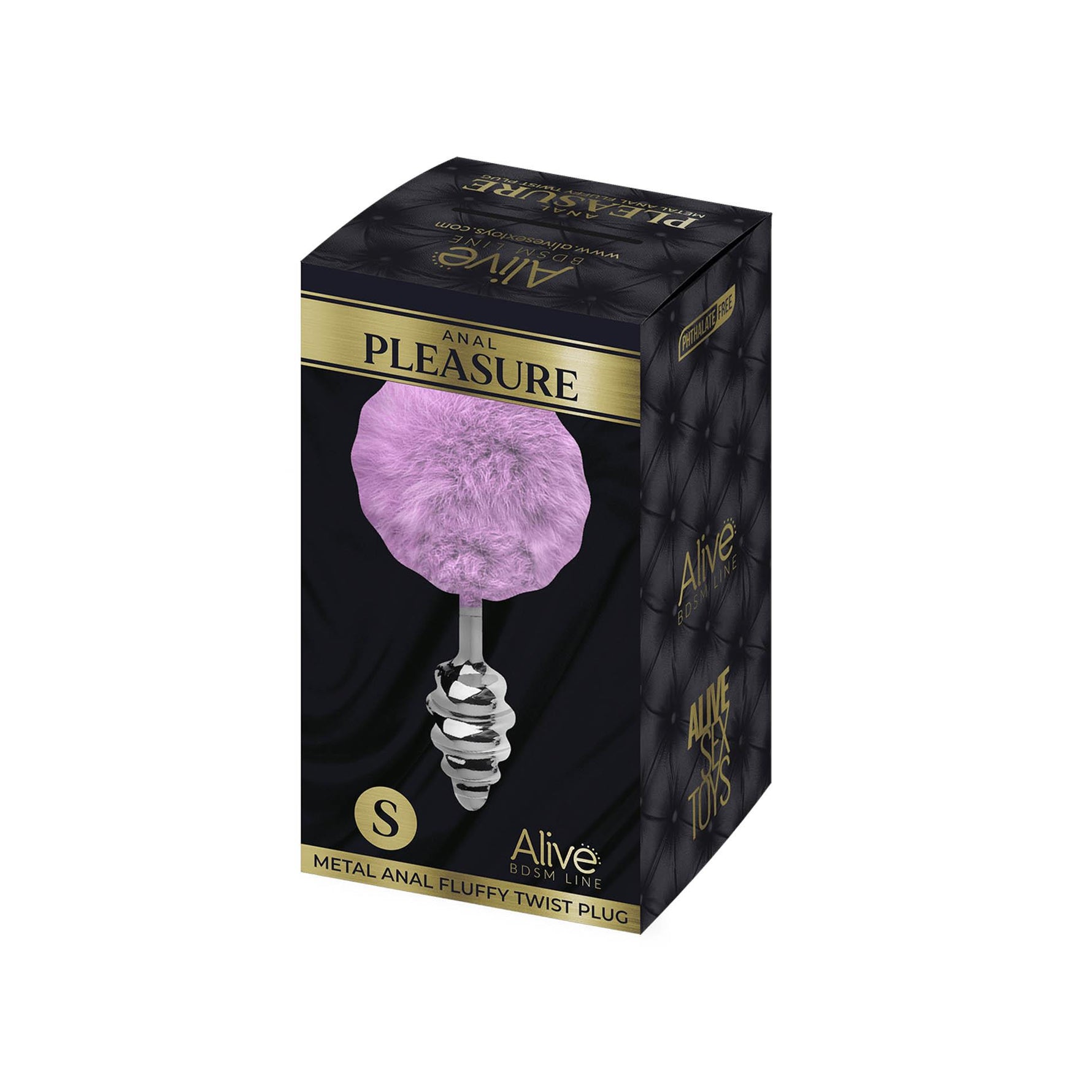 Plug anal răsucit metalic pufos Alive S, violet deschis, 7 cm