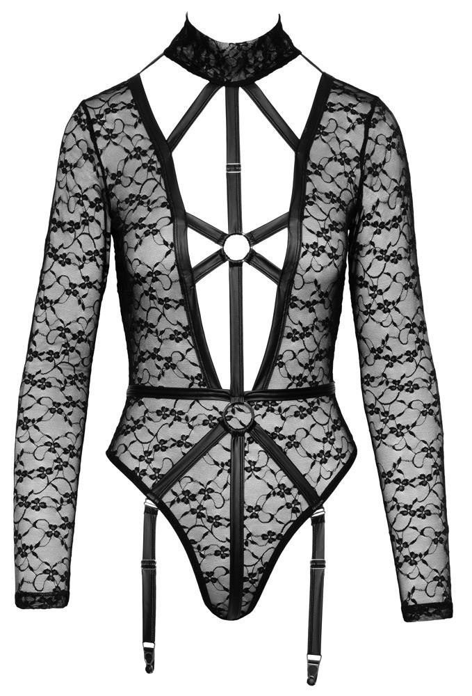 Body cu mânecă lungă și dantelă Cottelli LINGERIE S