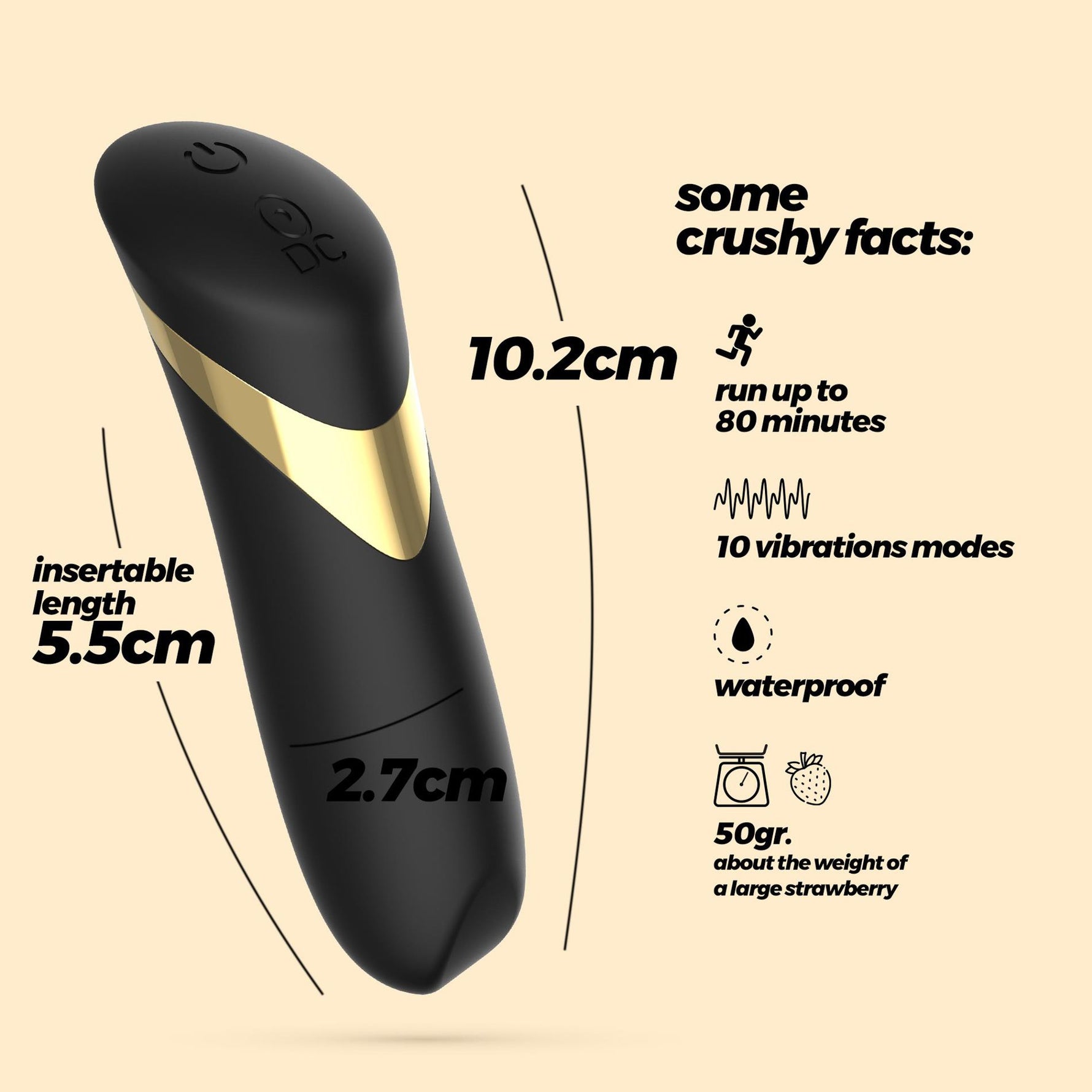 Mini vibrator Crushious Blinders negru cu 10 moduri