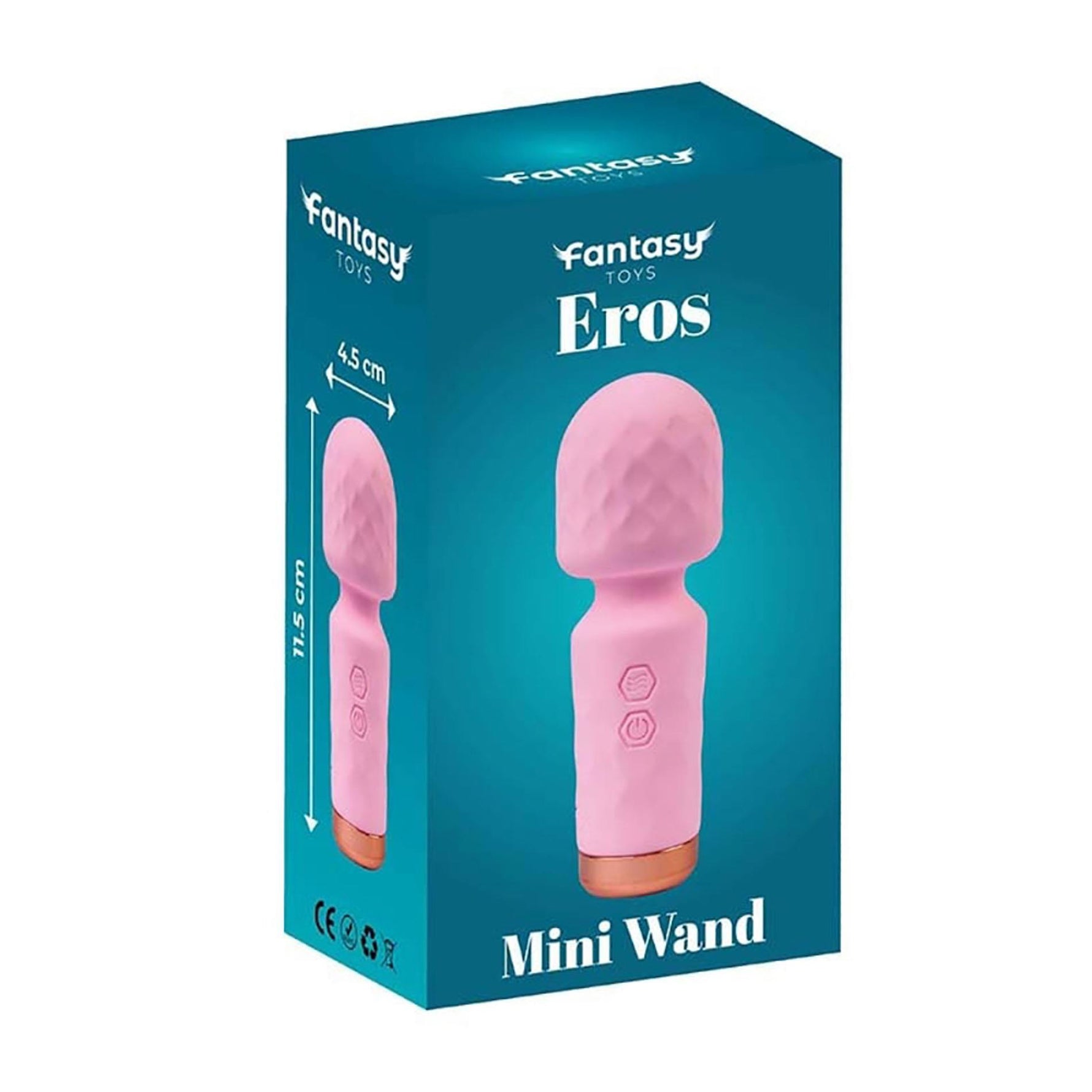 Baghetă Eros Fantasy Mini din silicon roz cu USB 11,5 cm